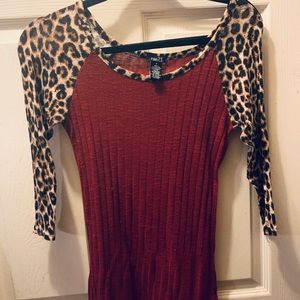 Rue 21 red and cheetah print shirt
